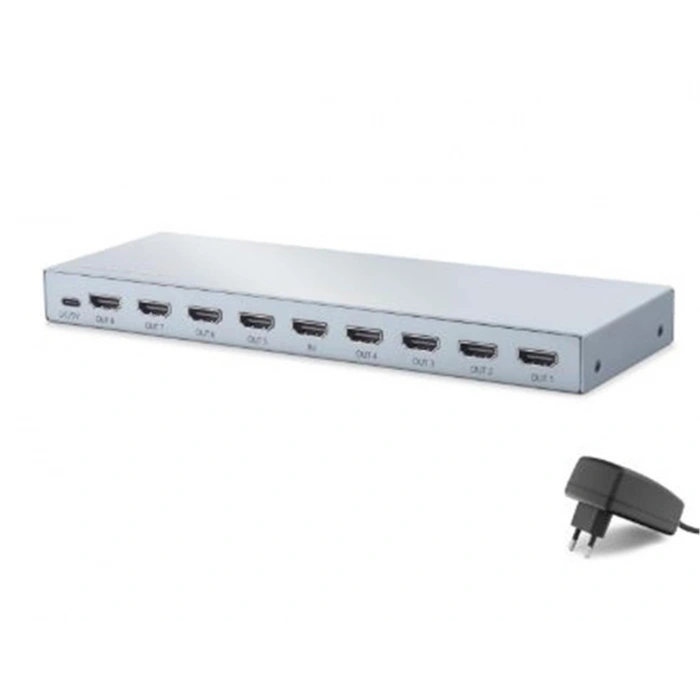 HADRON HDX1433 HDMI Splitter EDID 8K 60 Hz 1 Giriş 8 Çıkış Gri