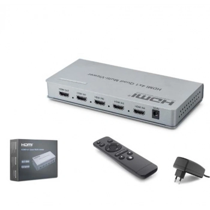 HADRON HDX1436 HDMI Quad Multi Viewer Kumandalı 4 Giriş 1 Çıkış Gri