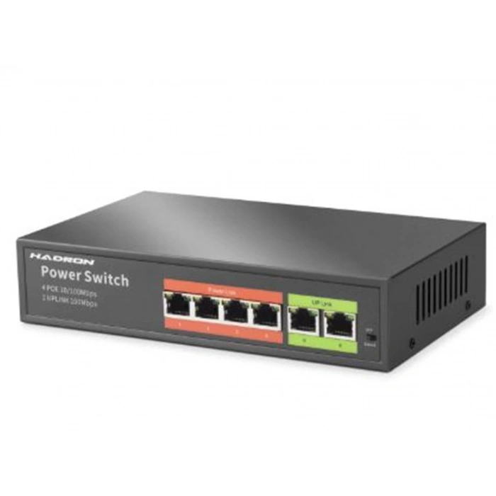 HADRON HDX1440 AI PoE Switch 4 Port 2 Uplink 45W Siyah