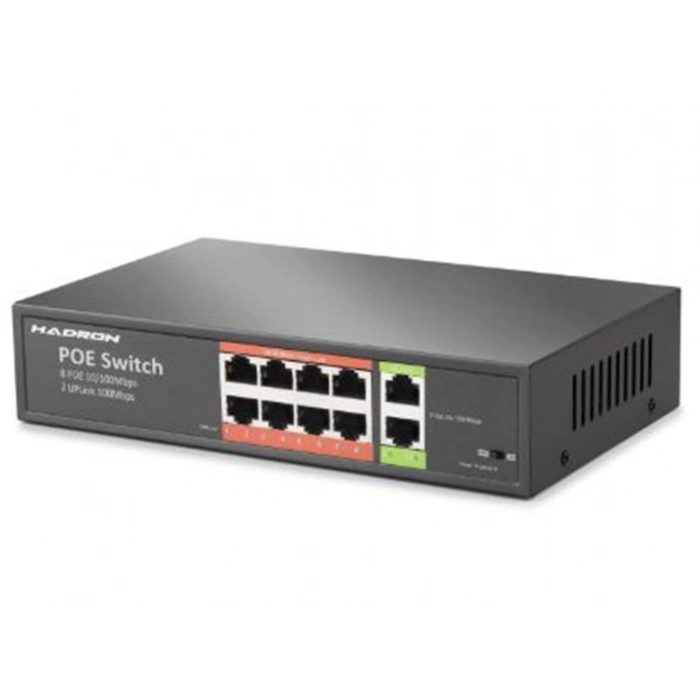 HADRON HDX1441 AI PoE Switch 8 Port 2 Uplink 65W Siyah