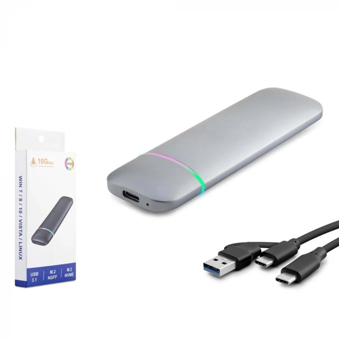 Hadron Hdx1772 Ssd Kutu Type-C3.1 + Usb3.0 Nvme + Ngff M2 Chip Rtl9210B Gri