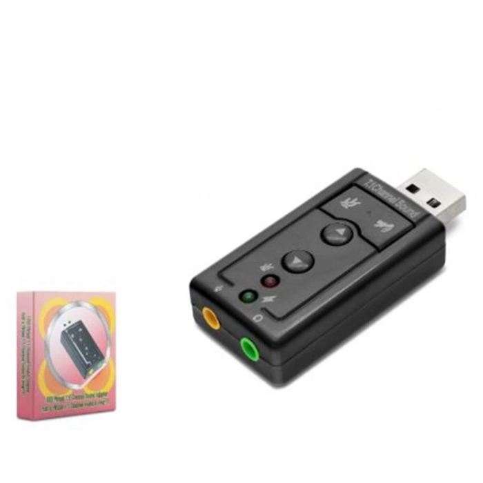 HADRON HDX5255 USB Harici Ses Kartı 7.1 Tuş Kontrollü Siyah