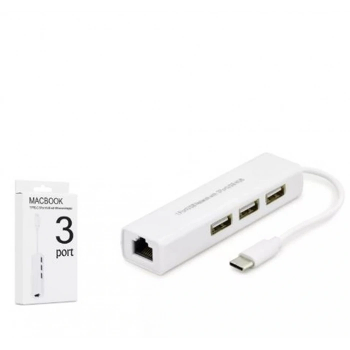 Hadron Hdx7007 Type-C Hub Combo 3-Usb + Lan Beyaz