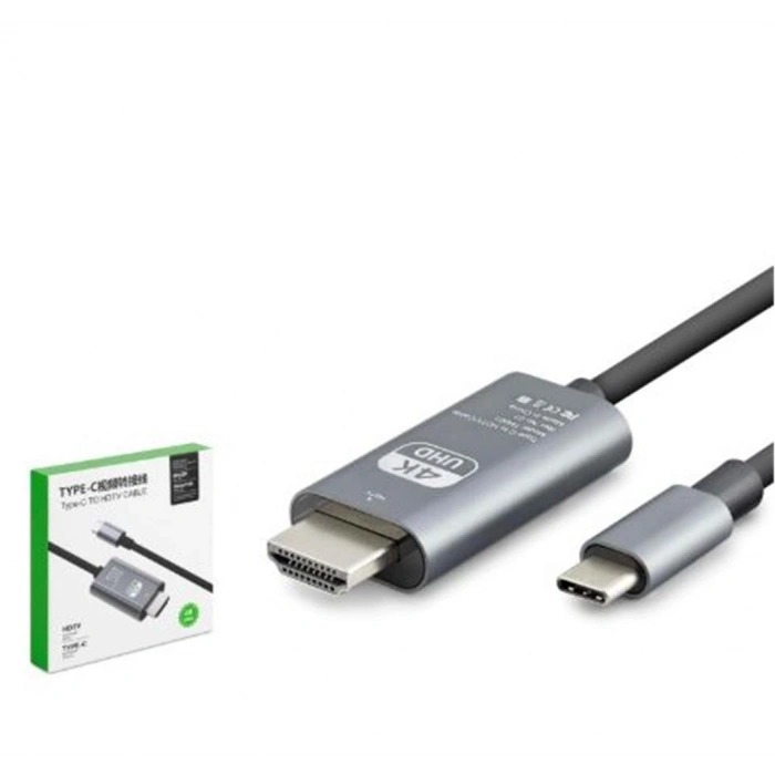 HADRON HDX7853 Type-C to HDMI Görüntü Kablosu 4K 30 Hz 1.8 m Gri