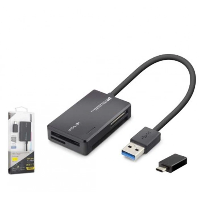 iETOP C313 USB Type-C 3.2 Gen1 All in One Kart Okuyucu CF SD MicroSD MS 5 Gbps Siyah