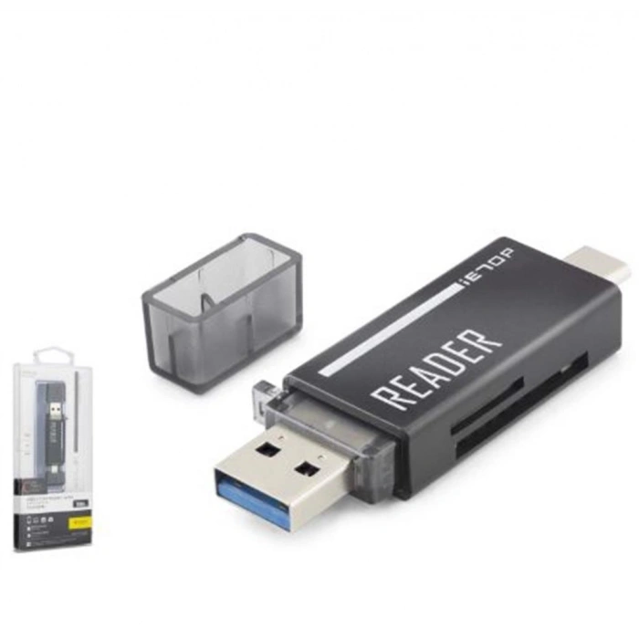 iETOP TC306AC USB Type-C 3.2 Gen1 Kart Okuyucu SD MicroSD 5 Gbps Siyah