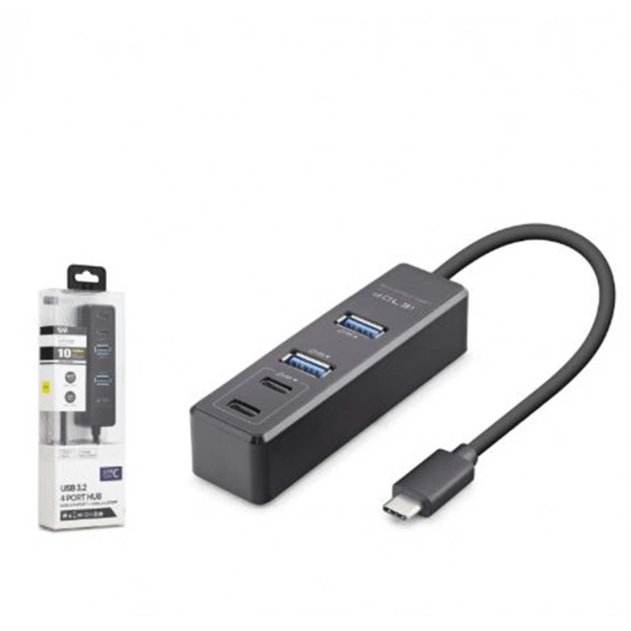iETOP TU1009 Type-C 3.2 Gen2 Hub 4 Port 10 Gbps Siyah