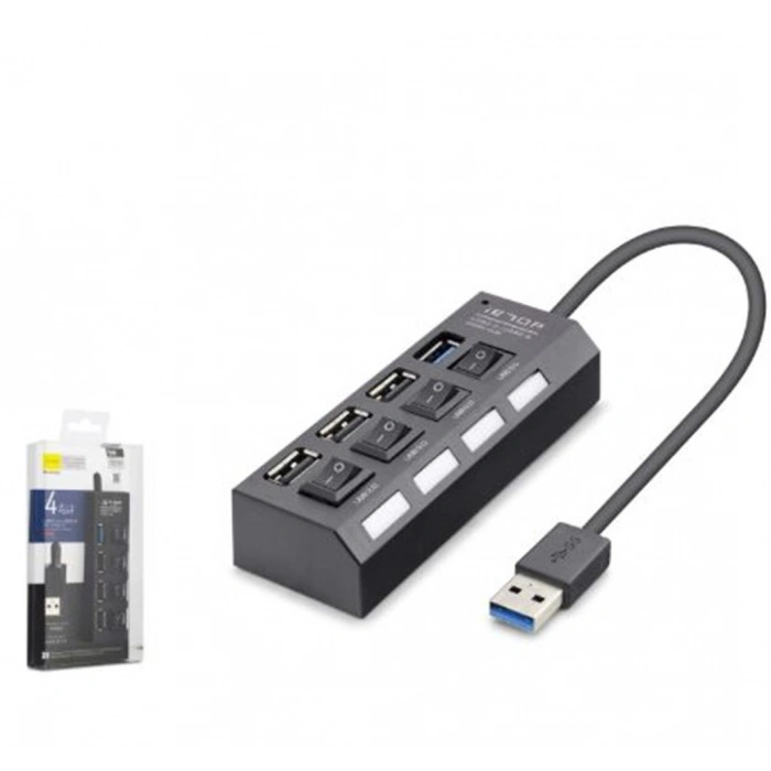 iETOP U3202 USB 3.0 Anahtarlı Hub 4 Port 5 Gbps Siyah