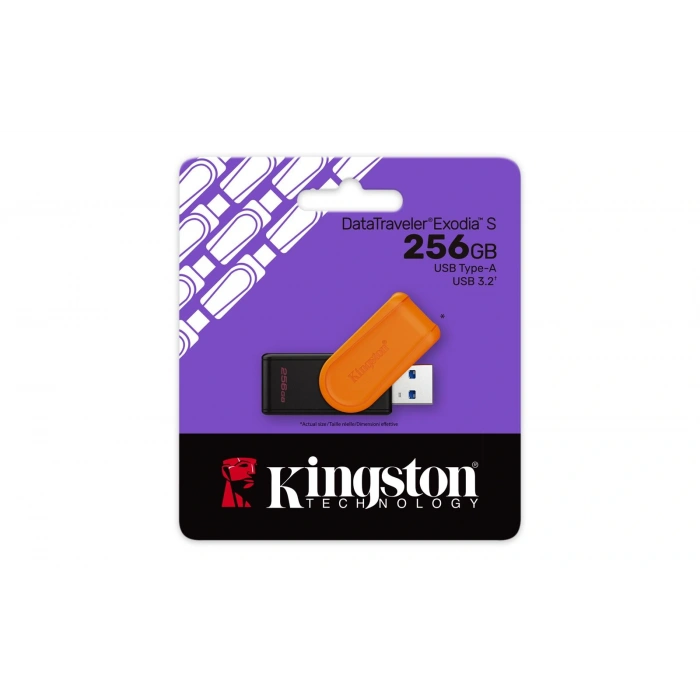 Kingston DTXS-256GB 256GB Portable USB 3.2 Gen1 DataTraveler ExodiaS (Black-Orange) Flash Bellek