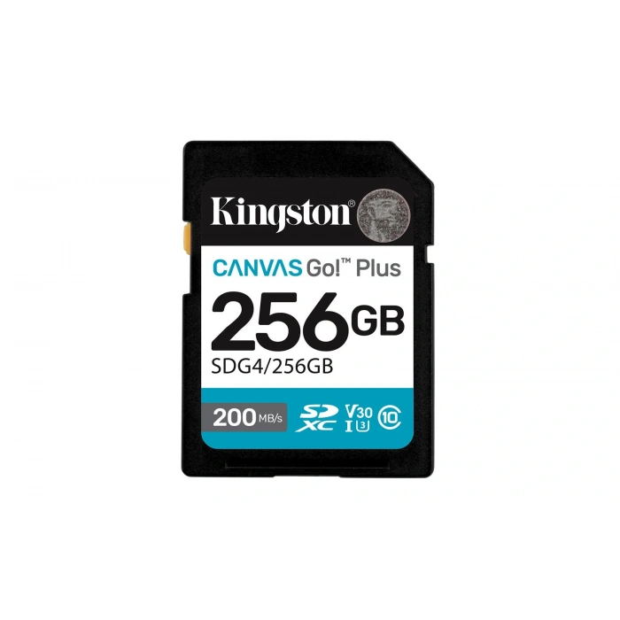 Kingston SDG4-256GB 256GB SDXC Canvas Go Plus Gen4 200MB-s C10 UHS-I U3 V30 Hafıza Kartı
