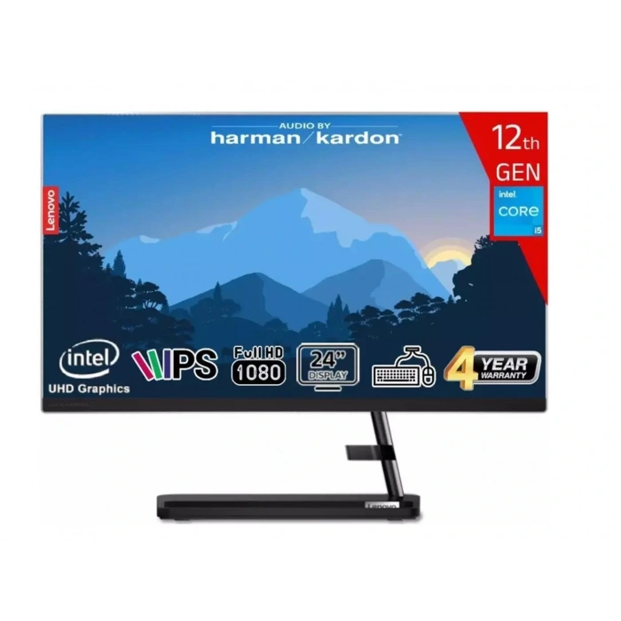 Lenovo Ideacentre F0GH01GCTR I5-12450H 16GB 512GB SSD  23.8 Fhd IPS Siyah FreeDOS AIO Bilgisayar