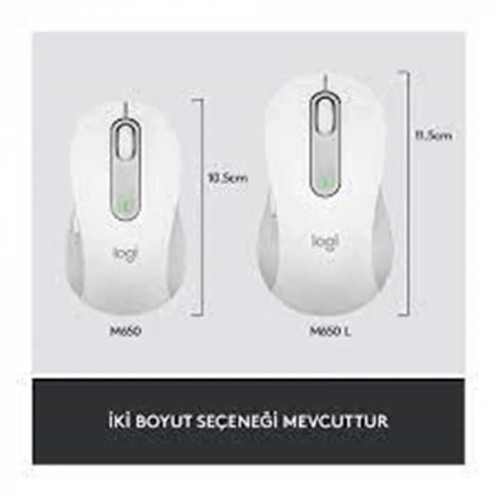 Logitech 910-006238 M650 L Signature Kablosuz Beyaz El Tam Boyutlu Mouse