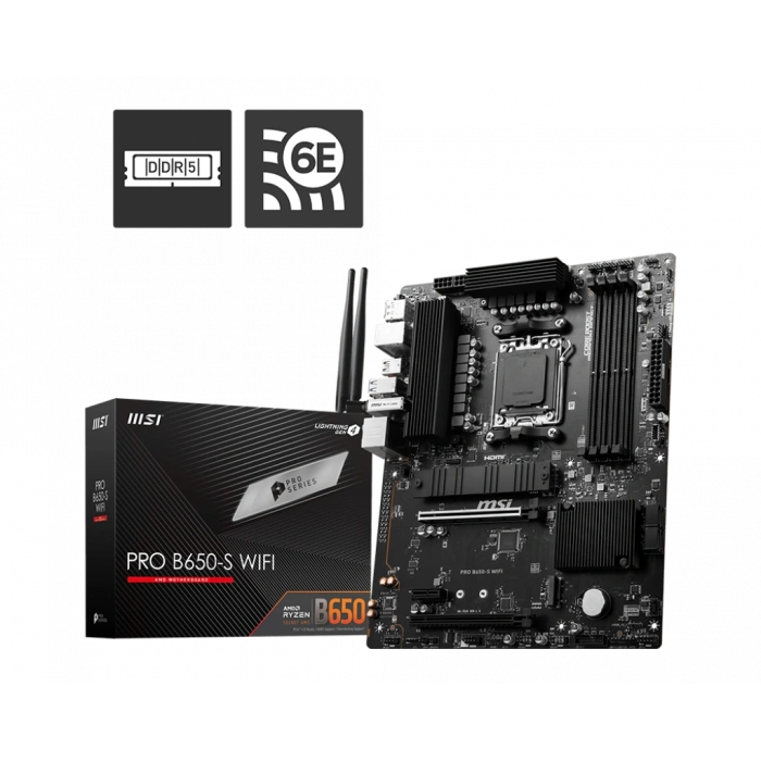 MSI PRO B650-S WIFI 7200MHz(OC) DDR5 Soket AM5 USB 3.2 M.2 HDMI DP ATX Anakart