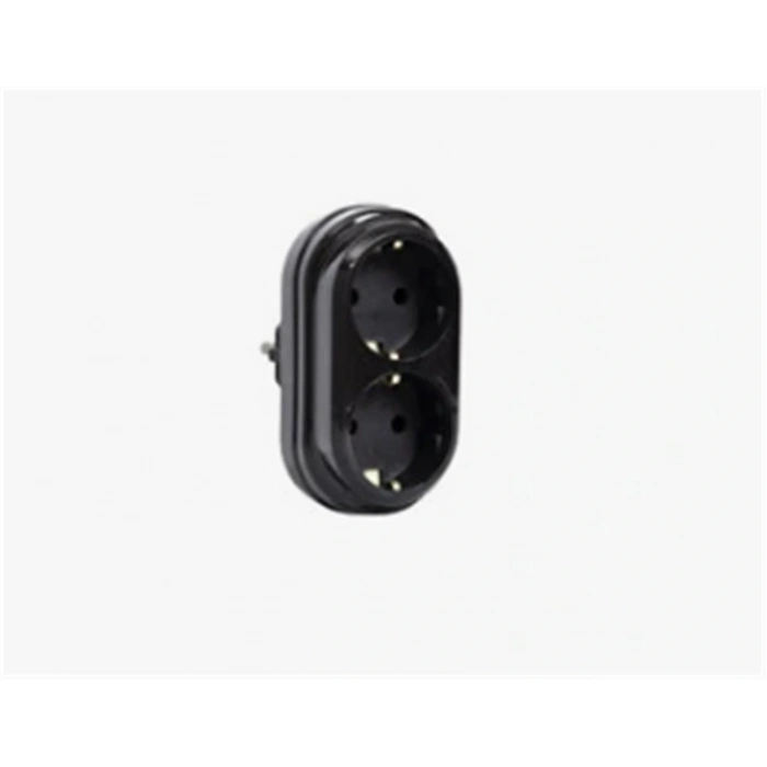 Mutlusan 2Lİ Topraklı Fiş-priz Düz Tip Siyah (001 170 033006 00 11) Standart