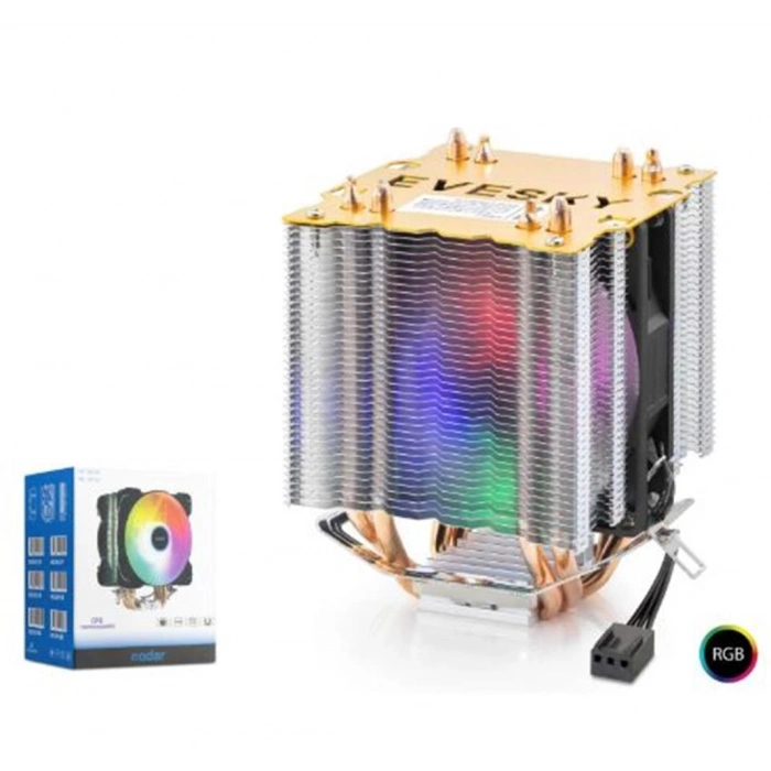 NODAR ND2604 CPU Kule Tipi İşlemci Soğutucu Çift Fanlı 90 mm RGB Siyah
