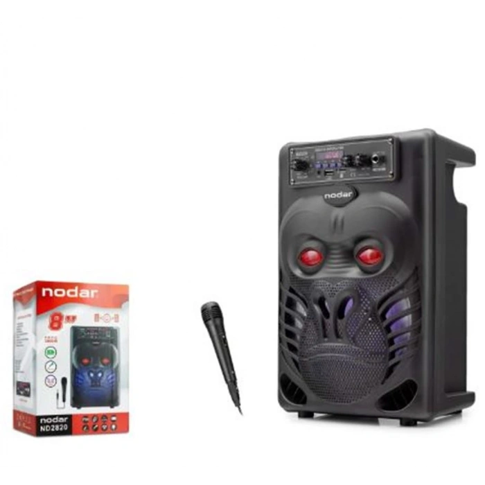NODAR ND2820 Bluetooth Hoparlör FM Radyo 8 İnç USB TF AUX Mikrofonlu RGB - Siyah