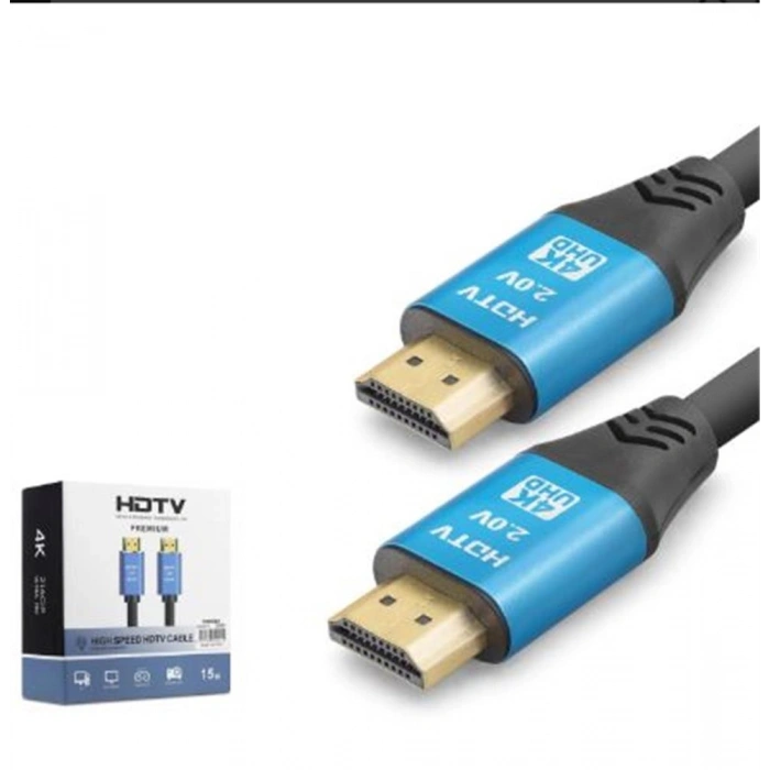 NODAR ND4054 HDMI 2.0 Kablo 4K 60 Hz OD 8.0 mm 15 m Siyah Mavi