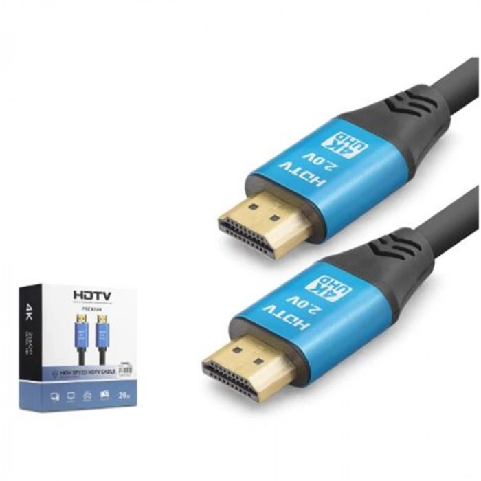 NODAR ND4055 HDMI 2.0 Kablo 4K 60 Hz OD 8.0 mm 20 m Siyah Mavi