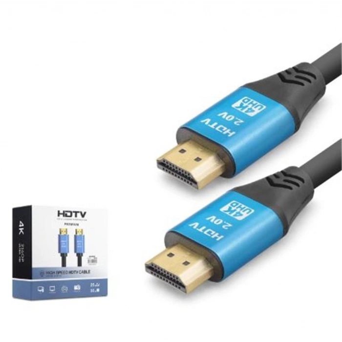 NODAR ND4056 HDMI 2.0 Kablo 4K 60 Hz OD 8.0 mm 25 m Siyah Mavi