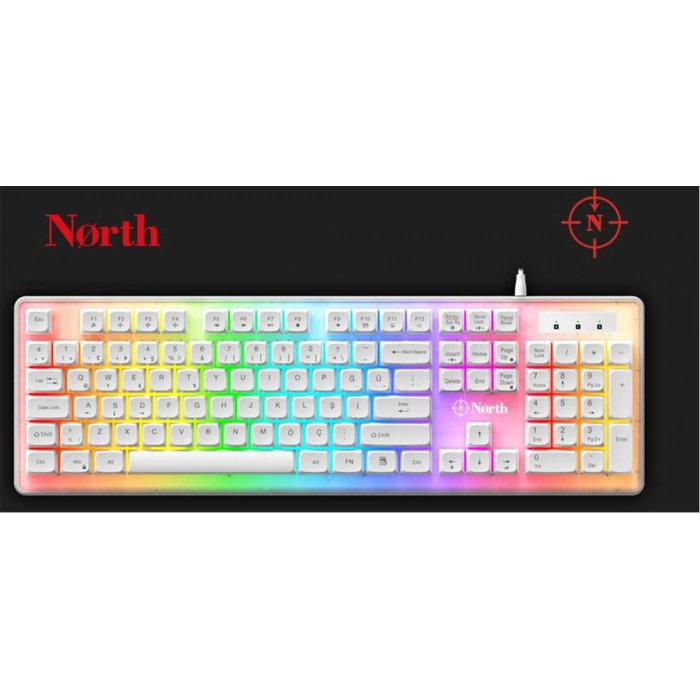 North Paladin Mekanik Hisli Türkçe RGB Beyaz Premium Gaming Klavye
