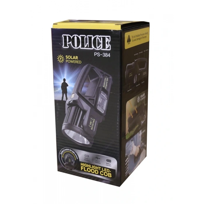 Polıce PS-384  Güneş Enerjili, Enerji Göstergeli, Telefon Şarj Etme Özellikli  Spot Fener