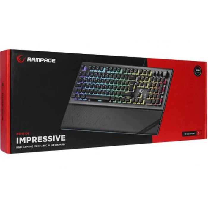 Rampage KB-R101 IMPRESSIVE Gri-Siyah USB RGB Aydınlatmalı İnce Tasarım Red Switch Oyuncu Klavyesi