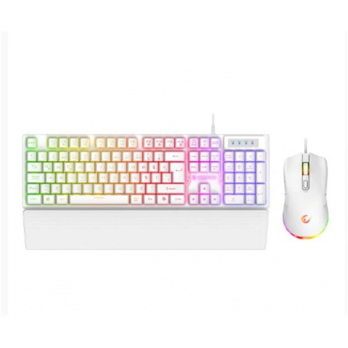 Rampage KM-RX7 FORTUNA V2 Gökkuşağı Aydınlatmalı USB Beyaz  Combo Q Gaming Klavye + 12800 dpi Mouse