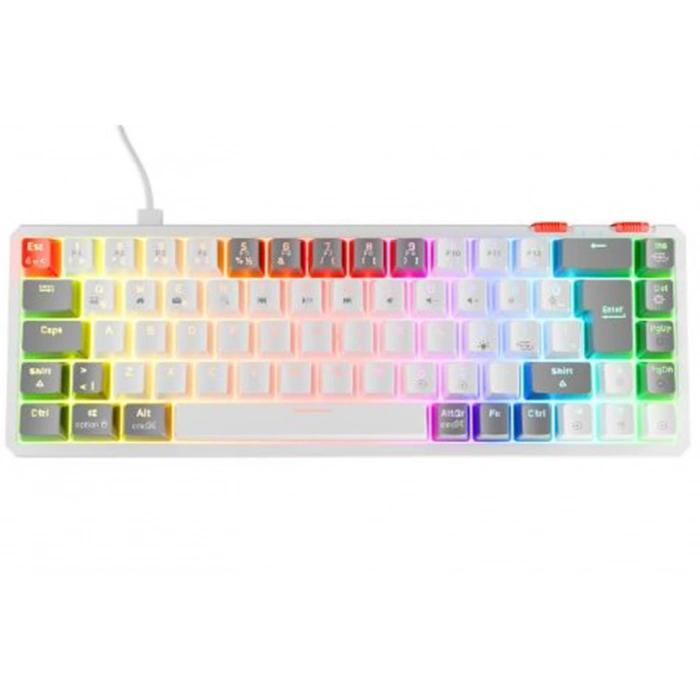 Rampage YORU MINI Beyaz-Gri Type-C Bağlantılı OUTEMU Red Swich Q Mekanik Gaming Oyuncu Klavye RGB