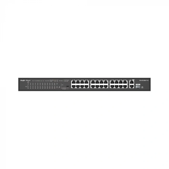 Ruijie-Reyee RG-ES126S-LP 24 Port Poe+ 10-100 Mbps + 2 Port 10-100-1000 Mbps Uplink Switch