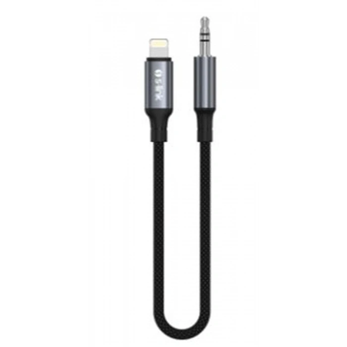 S-link Armor ML-01 1.2m Lightning to M AUX Örgülü Metal Başlıklı Siyah Ses Kablosu