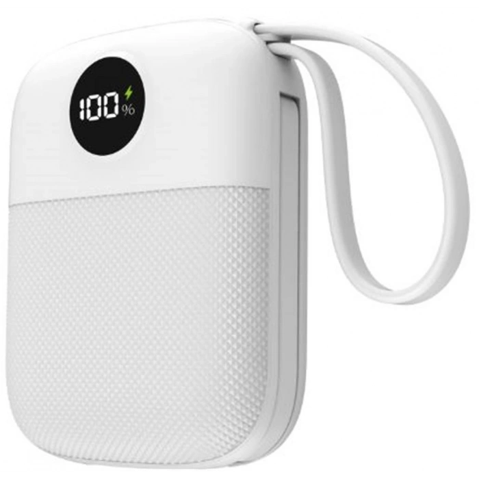 S-link MP110 10000mAh PD22.5W Type-C+Lightning Kablolu Beyaz  Pil Şarj Cihazı Powerbank