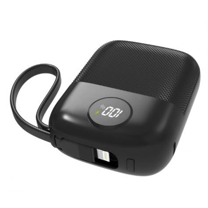 S-link MP110 10000mAh PD22.5W Type-C+Lightning Kablolu Siyah  Pil Şarj Cihazı Powerbank