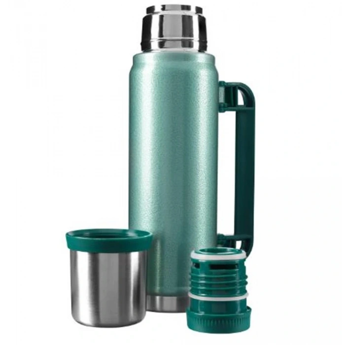 S-link SL-TM13 Yeşil Kumlama Boya 750ML Iç 304  Plastik Kulp Ve Portatif Paslanmaz Çelik Termos Kupa