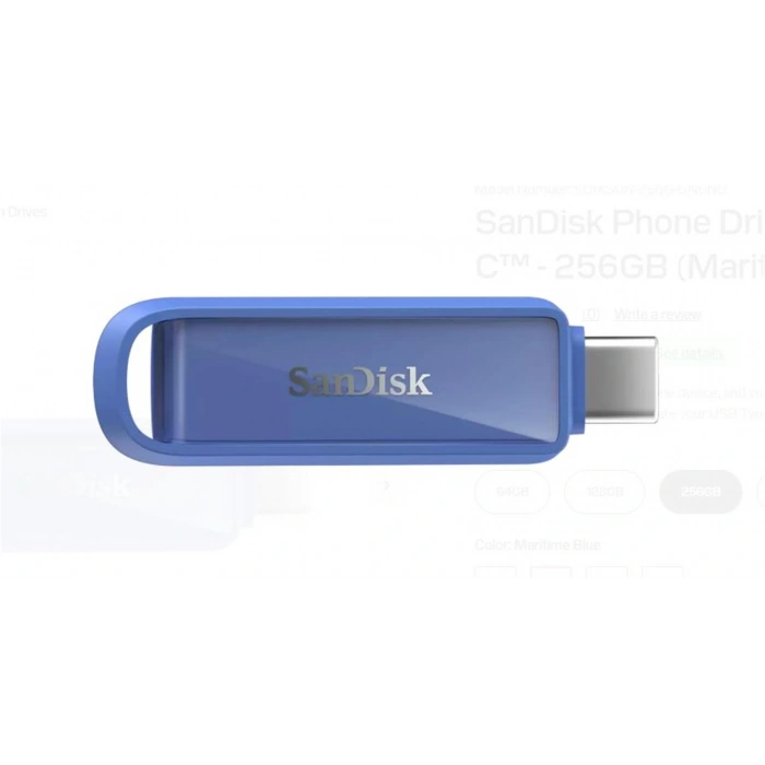 Sandisk SDIXS0N-256G-GN6ND 256GB Phone Drive with USB-C-128GB (Maritime Blue) Flash Bellek