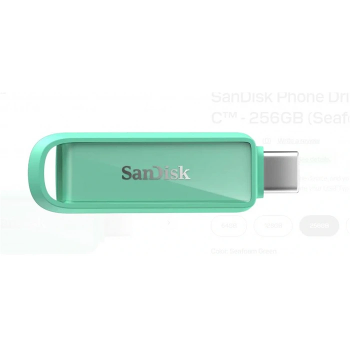 Sandisk SDIXS0N-256G-GN6NQ 256GB Phone Drive with USB-C-128GB (Seafoam Green) Flash Bellek
