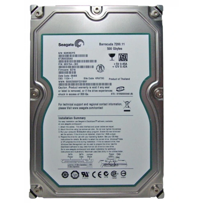 Seagate 500GB ST3500320AS 7200Rpm 32Mb Sata 3.0Gb-S 3.5 Harddisk (İthalat)