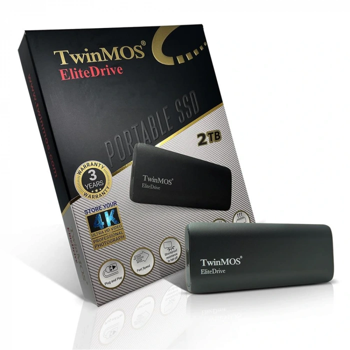 TwinMOS 2TB Taşınabilir External SSD USB 3.2-Type-C (Dark Grey) Harici Ssd  (PSSD2TBMEDB)