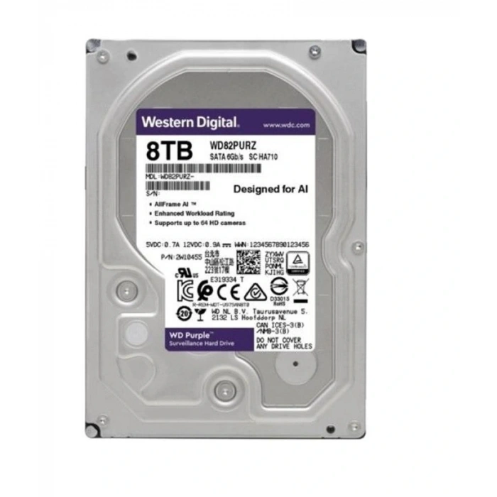 Wd 8Tb Purple WD82PURZ 7200RPM 256MB 7x24 Güvenlik Harddisk (İthalat)