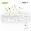Acer OAK920 Q Usb Beyaz 1.8mt Kablolu Klavye-Tek Tuş Hesap Makinalı (Sessiz Tuş)