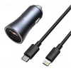 BASEUS Golden Connector Pro U+C 40W Type-C to Lightning Kablo Setli Araç İçi Şarj Cihazı Koyu Gri