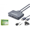 HADRON HDX1427 DisplayPort KVM Switch 2 Console USB Harici Butonlu Dahili Kablolu 2 DP Siyah