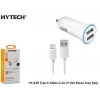 Hytech HY-A49 Type-C Kablo 2.1A 2-Usb Beyaz Araç