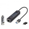 iETOP RJ4503 USB Type-C 3.2 Gen1 Combo Anahtarlı Hub Gigabit LAN 4 Port 5 Gbps Siyah