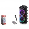 KIMISO QS84 Bluetooth Hoparlör FM Radyo 2x8 İnç TWS USB TF AUX RGB Mikrofonlu Kumandalı - Siyah