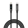 S-link Armor LED CL-030 30W 1mt Type-C to Lightning PD Örgülü LED Başlıklı Siyah Hızlı Şarj Kablosu