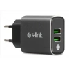S-link SW-EHT36M 2 USB, 3.1A Metal Ev Sarj Cihazı ve Type-C Data + Sarj Kablosu