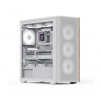 Aerocool AE D501A WH 4x12cm  Fanlı Ahşap Ön Panel Tempered Cam Yan ve Mesh Ön Panel, USB Type-C,ATX