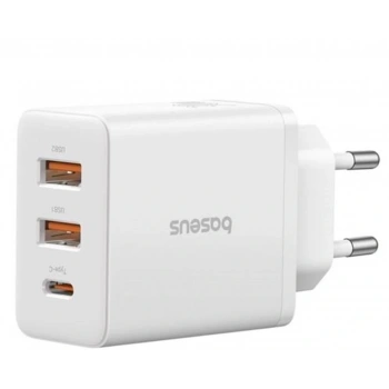 BASEUS P10111402213-00 Cube Hızlı 2 USB-A + Type-C 30W Şarj Cihazı Beyaz