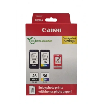 Canon PG-46 CL-56 Multipack 2li Mürekkep Kartuş 50 adet 10x15 Fotoğraf Kağıdı Hediyeli
