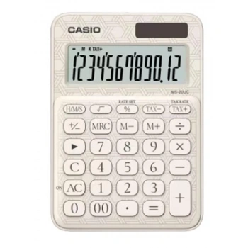 Casio MS-20UC-JWE 12 Hane Beyaz Desenli Masa Üstü Hesap Makinesi